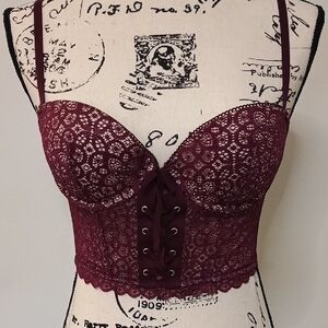 Victoria Secret Lace Bustier in Burgundy